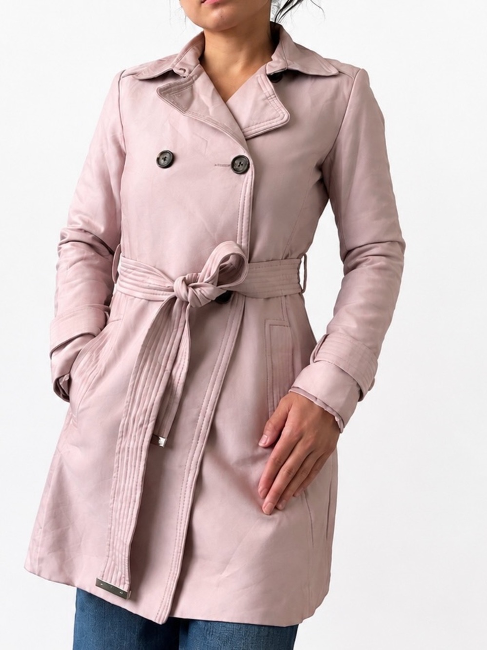 Forever New Dusty Pink Trench Coat with Tie Belt